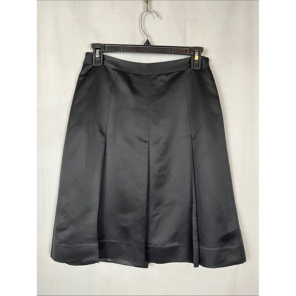 Banana Republic Y2K Black Silk Pleated A Line Skirt